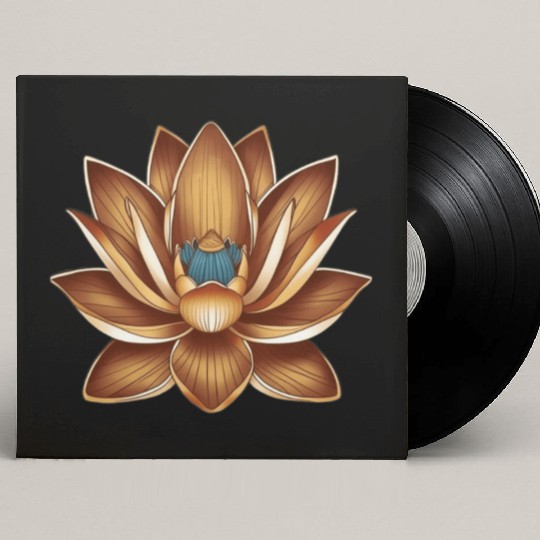 Artistic Lotus with Blue Accents Custom Vinyl Record Sleeves