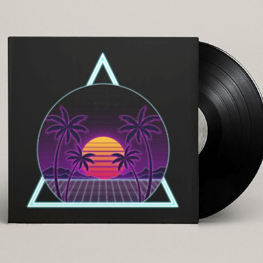 Neon Sunset with Tropical Palms Custom Vinyl Record Sleeves