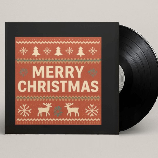 Festive Christmas Reindeer and Snowflakes Print Custom Vinyl Record Sleeves