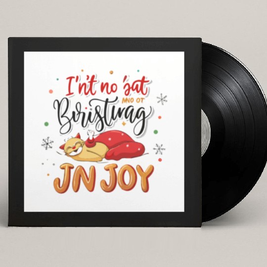 Festive Cat Joy Christmas Design Custom Vinyl Record Sleeves