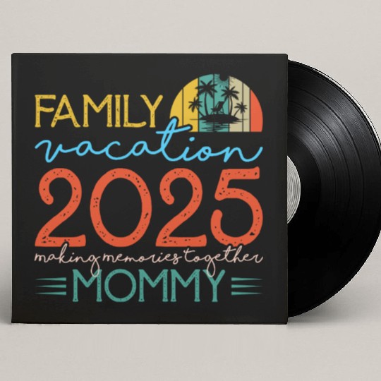 Family Vacation 2025 Tropical Sunset Design Custom Vinyl Record Sleeves