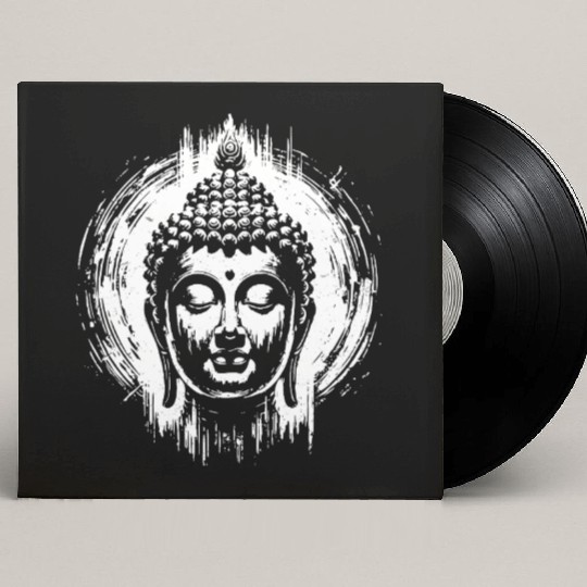 Serene Buddha Head Silhouette Custom Vinyl Record Sleeves