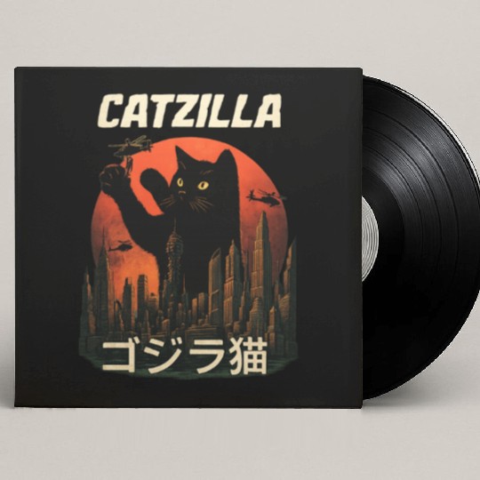 Vintage Catzilla: Funny Cat Monster Custom Vinyl Record Sleeves