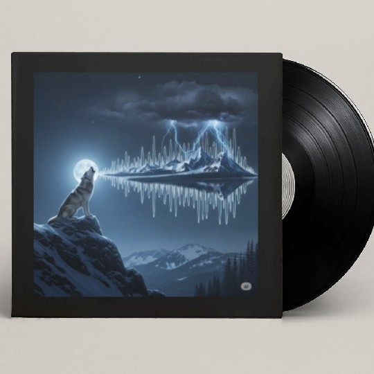 Mystic Mountain Wolf Sound Wave Custom Vinyl Record Sleeves