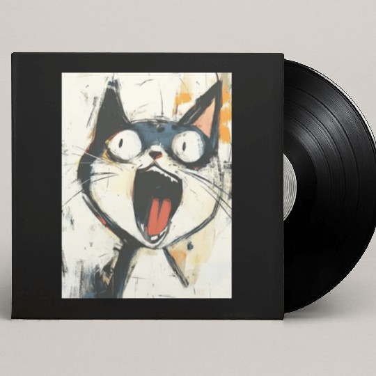 Funny Screaming Cat – Meme Expression Custom Vinyl Record Sleeves