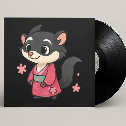 Kawaii Sly Fox in Traditional Kimono Custom Vinyl Record Sleeves