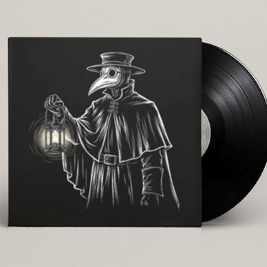 Dark Medieval Plague Doctor Illustration Custom Vinyl Record Sleeves