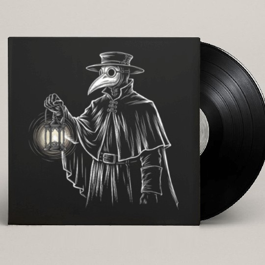 Dark Medieval Plague Doctor Illustration Custom Vinyl Record Sleeves