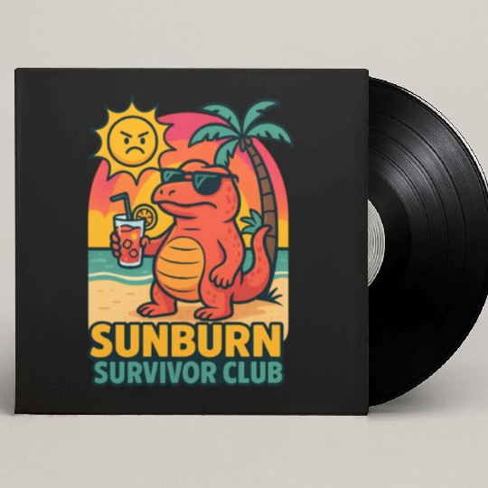 Sunburn Survivor Club Cartoon Design, Summer Custom Vinyl Record Sleeves