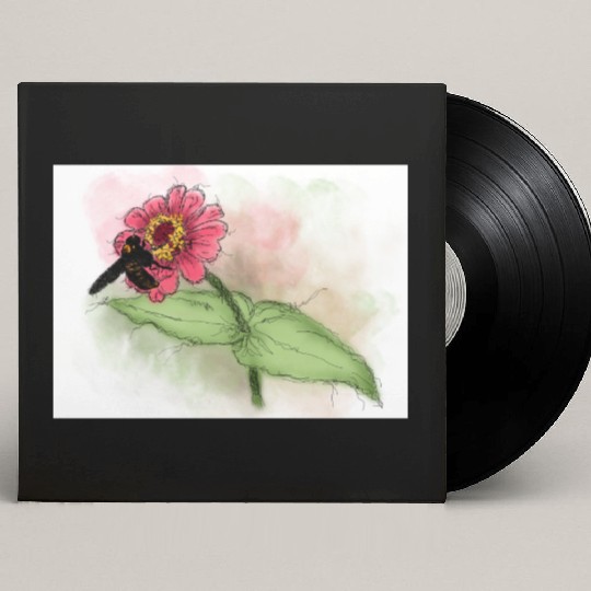 Wildflower and Bumblebee Illustration Custom Vinyl Record Sleeves