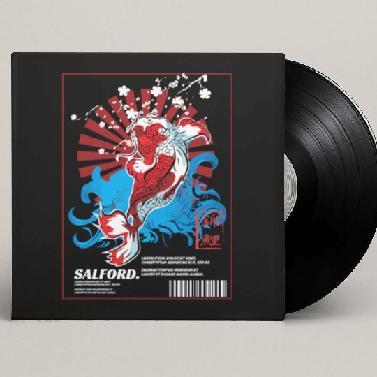 Traditional Japanese Koi Fish Water Tattoo Custom Vinyl Record Sleeves