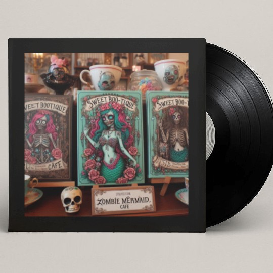 Colorful Sugar Skull Mermaid Design Custom Vinyl Record Sleeves