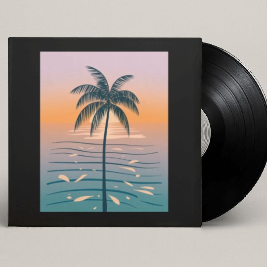 Tropical Sunset Palm Illustration Custom Vinyl Record Sleeves