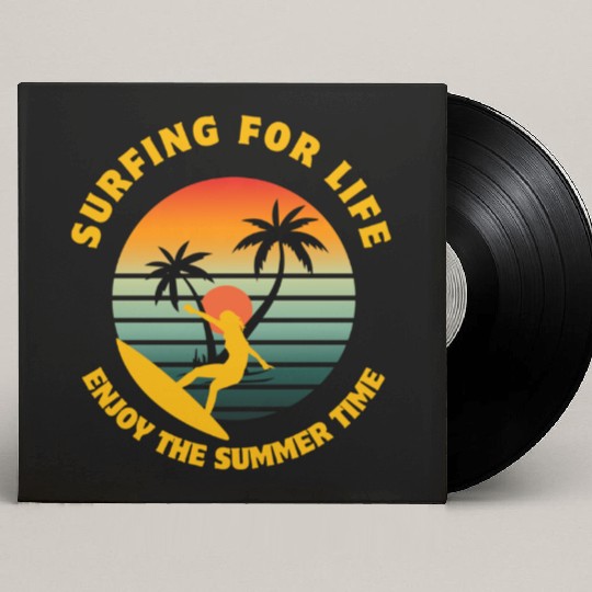 Surfing for Life Sunset Design Custom Vinyl Record Sleeves