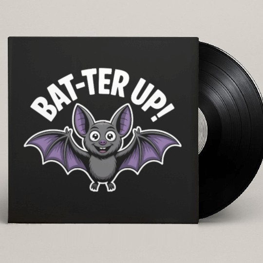 Bat ter Up Cute Bat with Playful Expression Custom Vinyl Record Sleeves