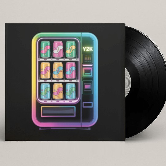 Y2K Cyber Vending Machine with Iridescent Drinks Custom Vinyl Record Sleeves