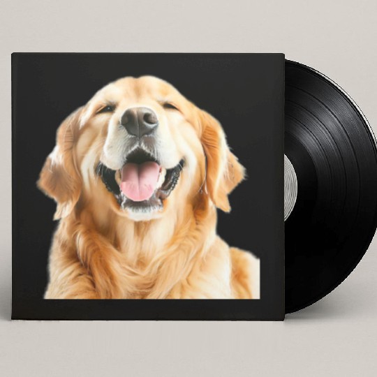 Joyful Golden Retriever Illustration Custom Vinyl Record Sleeves