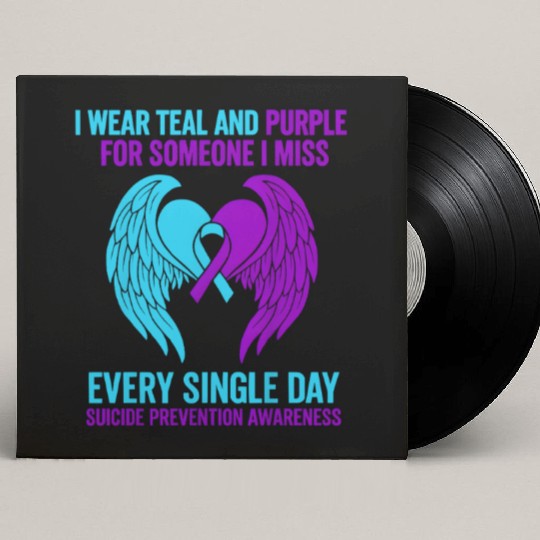 I Wear Teal and Purple for Someone Suicide Awarene Custom Vinyl Record Sleeves