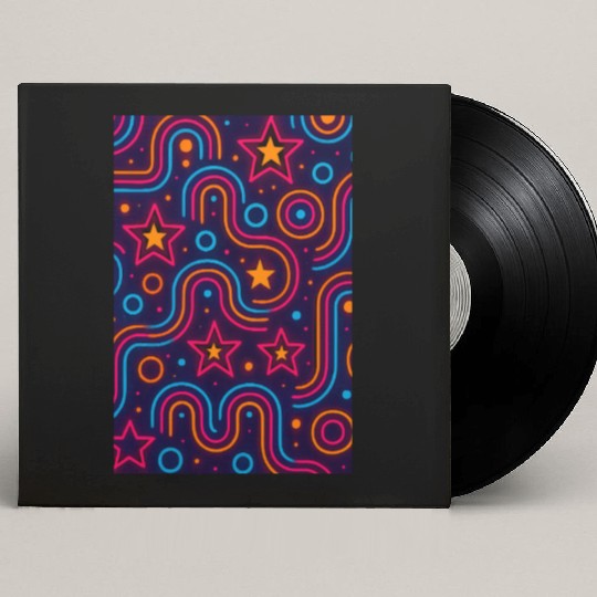 Neon Starburst Cosmic Pattern Custom Vinyl Record Sleeves