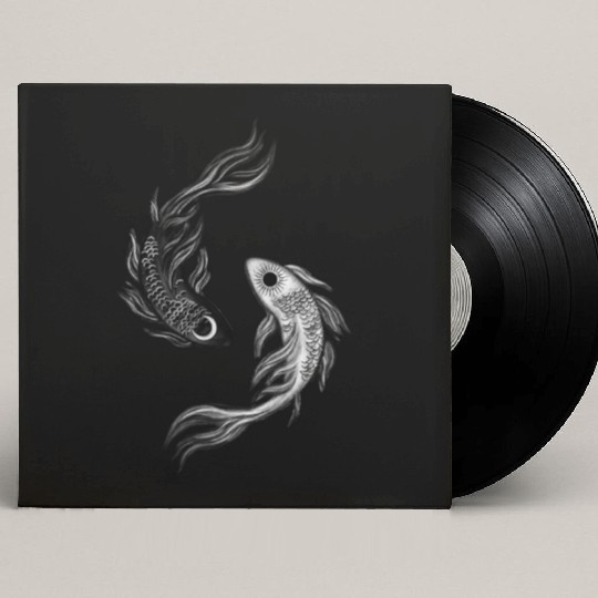 Ethereal Black & White Koi Fish Yin Yang Design Custom Vinyl Record Sleeves