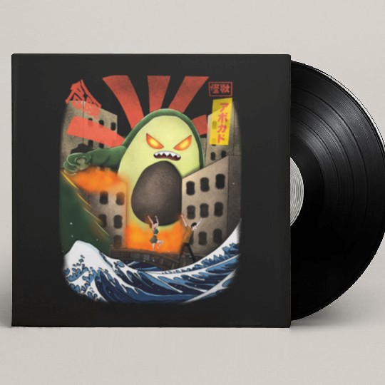 Giant Avocado Kaiju Monster Attack Urban City Custom Vinyl Record Sleeves