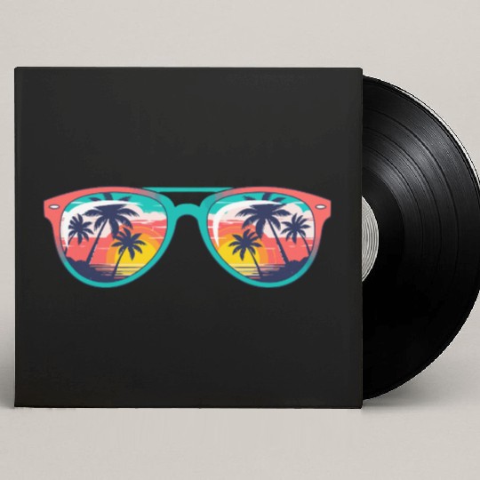 Sunset Palm Tree Tropical Sunglasses Custom Vinyl Record Sleeves