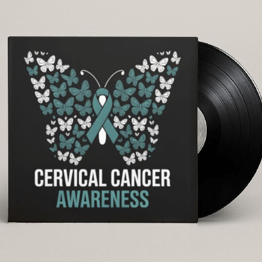 Cervical Cancer Awareness Butterfly Design Custom Vinyl Record Sleeves
