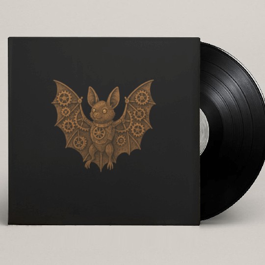 Steampunk Bat Character Illustration Custom Vinyl Record Sleeves