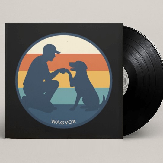 Dog Dad Retro Sunset Badge Custom Vinyl Record Sleeves | Wagvox