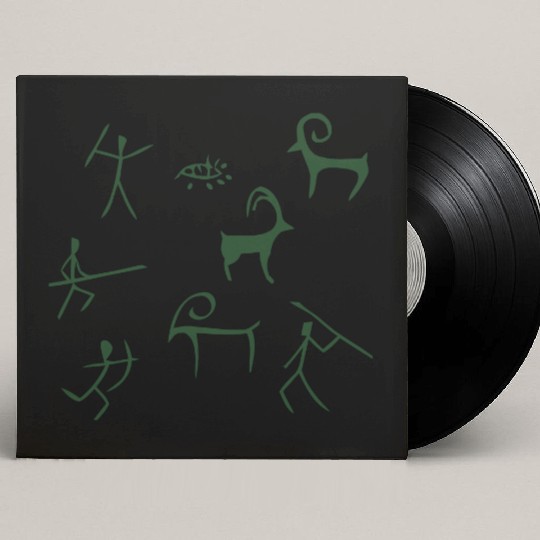 Caveman hunting cave drawings Custom Vinyl Record Sleeves