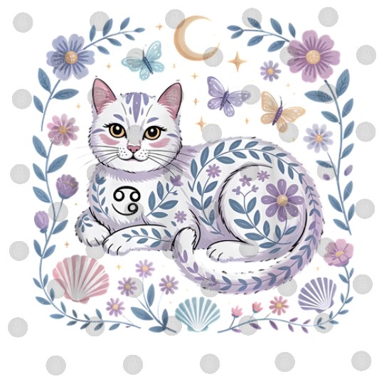 Cancer Zodiac Cat Mystical Art Digital Files