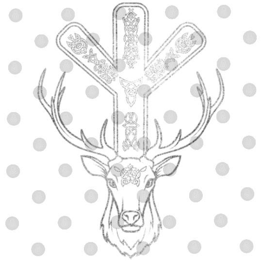 Algiz Rune and Deer in Silver Digital Files