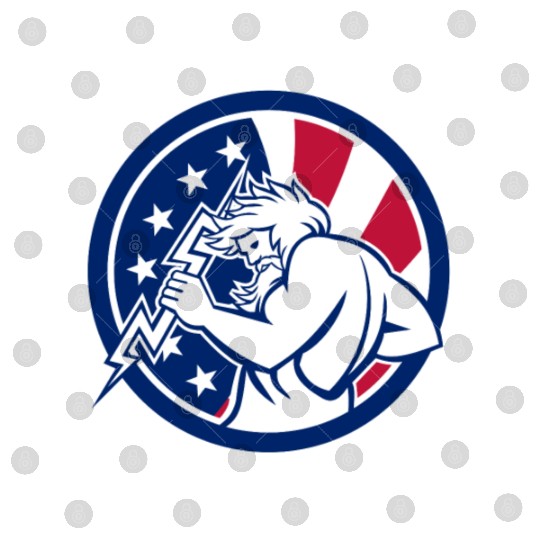 Zeus With Thunderbolt USA Flag Icon Digital Files