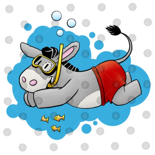 Fluffy donkey swimming Digital Files