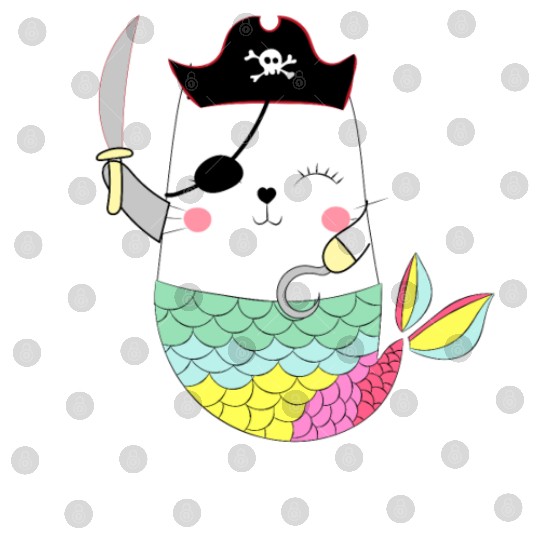 Kid Girls Mercat Mermaid Cat Pirate Halloween Gift Digital Files