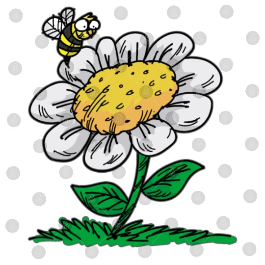 COMMON DAISY FLOWER Bee Cartoon Comic Digital Files