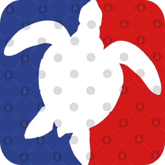 red blue square button sea turtle silhouette outli Digital Files