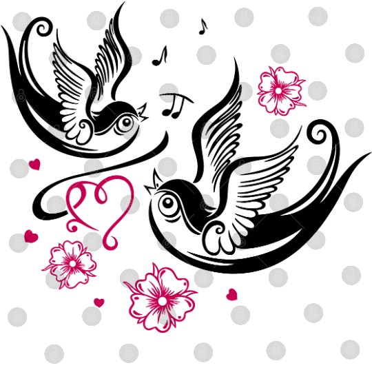 Sakura Cherry Blossom Swallow Birds Spring Flowers Digital Files