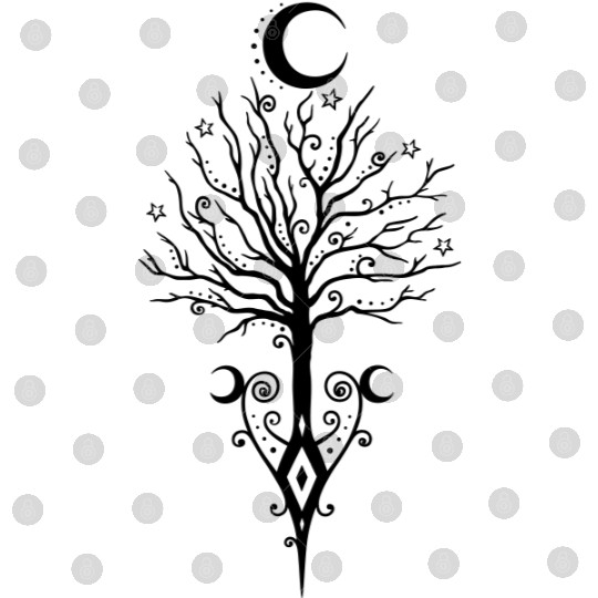 Tree Moon Night Stars Pagan Wicca Digital Files