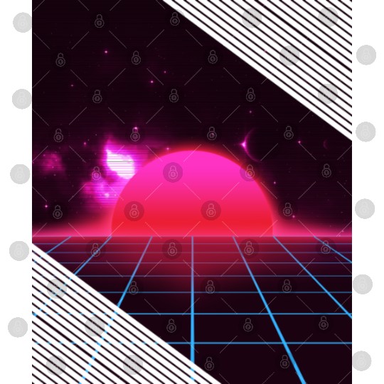 Sundown sunrise Scenery in a Retro 80s 90s Grid Digital Files