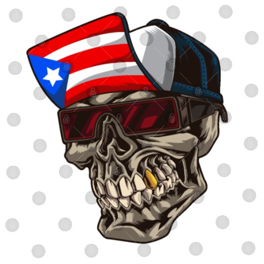Cool Puerto Rico Skull With Cap and Boricua Flag Digital Files