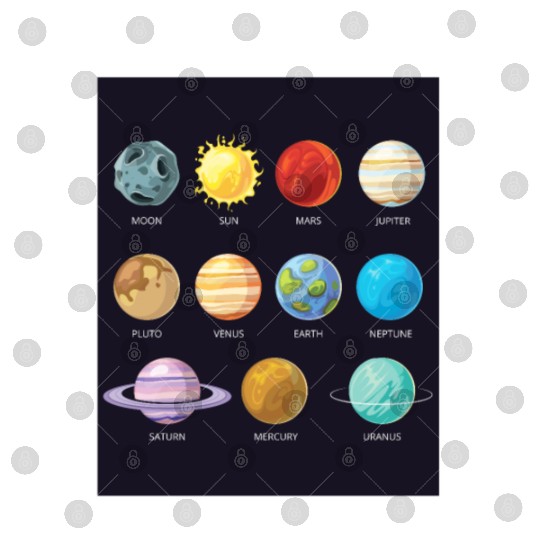 Outer Space Nerd Solar System Planets Sun Moon Digital Files