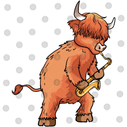 Highland Cow Cattle Playing Saxophone Music Gift Digital Files