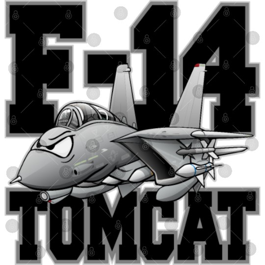 F-14 Tomcat Military Fighter Jet Aircraft Cartoon Digital Files
