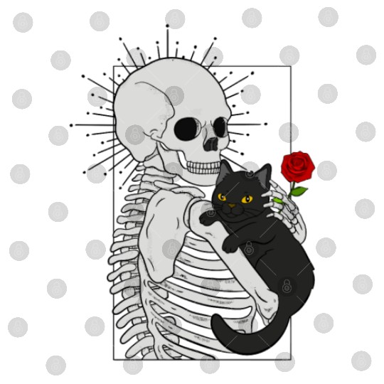 Black Demonic Cat Skeleton Hail Satan Death Metal Digital Files