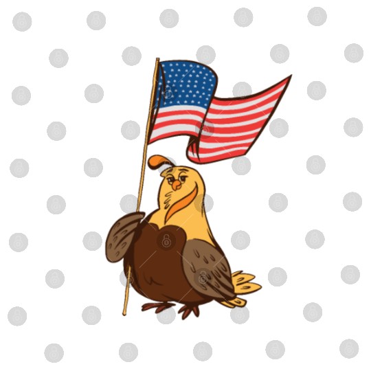 US Quail patriot with banner cute cartoon quail Digital Files