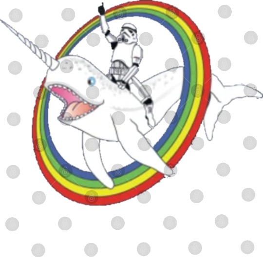 Spaceman riding narwhal through rainbow Digital Files