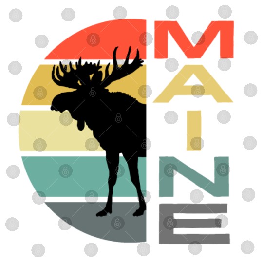 Maine Moose Retro Sunset Acadia Nature Vintage Digital Files