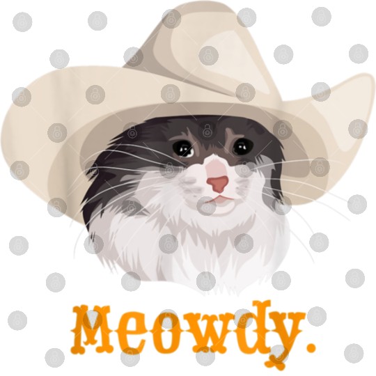 Meowdy Sad Cat Wearing a Cowboy Hat Meme Digital Files
