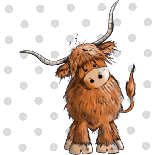 Fluffy and funny scottish highland cow Digital Files